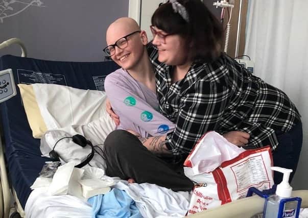 Melton teenager Charlie Hull, who is being treated for a rare form of bone cancer, pictured with mum, Sam, in hospital before lockdown tightened restrictions for patients and staff EMN-200527-093354001