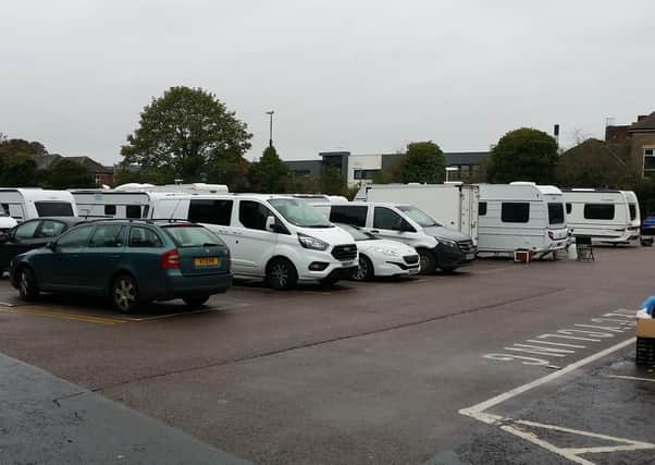 Travellers' caravans on the Wilton Road car park in Melton in October last year - another party has set up camp there this week EMN-200106-145601001