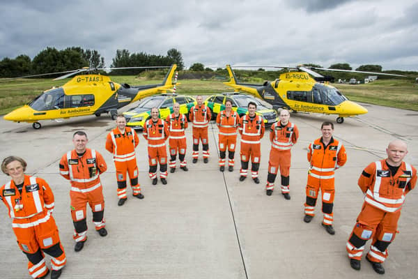 The crews of the Derbyshire, Leicestershire & Rutland Air Ambulance (DLRAA) and Warwickshire & Northamptonshire Air Ambulance (WNAA) who have flown their 40,000th mission EMN-200623-115607001