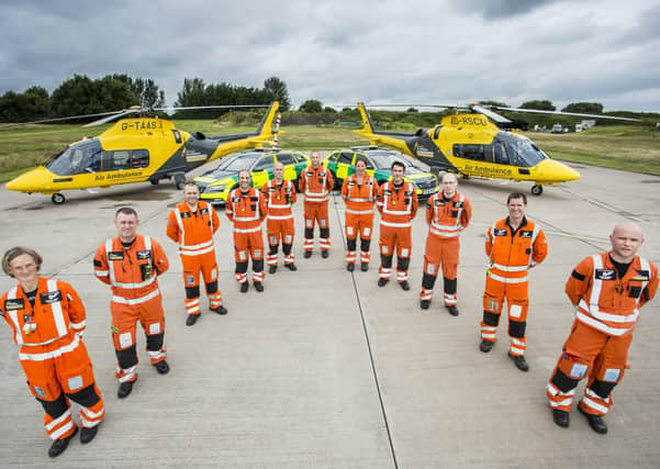 The crews of the Derbyshire, Leicestershire & Rutland Air Ambulance (DLRAA) and Warwickshire & Northamptonshire Air Ambulance (WNAA) who have flown their 40,000th mission EMN-200623-115607001