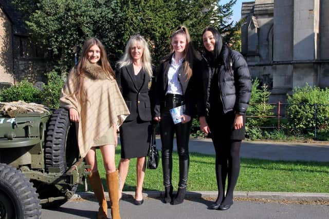 Relatives of Sergeant John O'Reilly Senior left to right: Ellie; Stephanie; Fenella; Alice two granddaughters and two great granddaughters from the Vale of Belvoir). EMN-211013-091546001