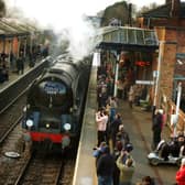 Flashback to 2019 with The Nigel Dobbing memorial steam train arriving at Melton Railway station
PHOTO TIM WILLIAMS EMN-211014-125824001