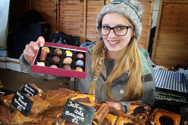 Amy Lewis shows off some goodies from Jack Lewis chocolates at a previous ChocFest event in Melton
PHOTO: Tim Williams EMN-211026-173823001