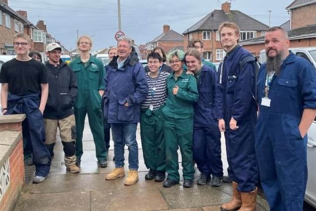 Brooksby Melton College horticulture level three first year students pictured helping Alan Titchmarsh and his Love Your Garden TV team with a garden renovation in Leicestershire EMN-211025-145304001