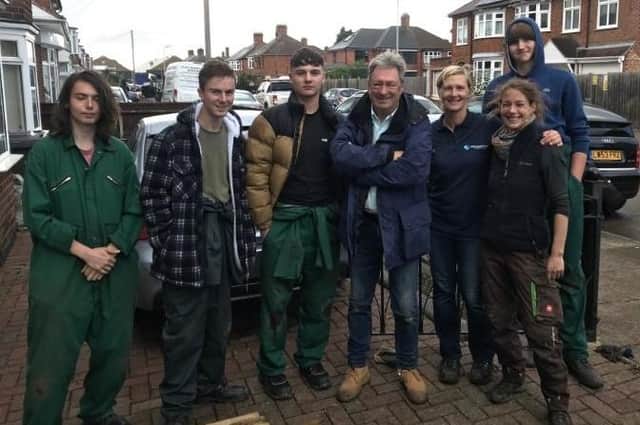 Brooksby Melton College horticulture level three second year students pictured helping Alan Titchmarsh and his Love Your Garden TV team with a garden renovation in Leicestershire EMN-211025-145314001