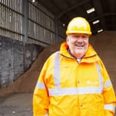 Councillor Ozzie O'Shea at one of Leicestershire County Council's grit barns as the winter gritting programme gets underway EMN-210411-152217001