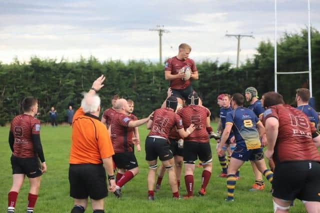 Winning the line-out. Photo: Rob Goldthorpe