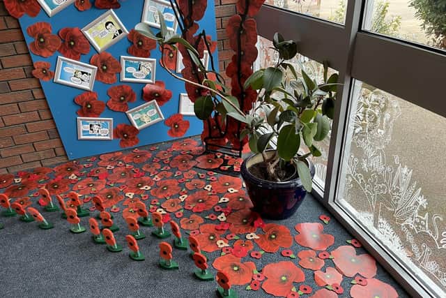 Part of the impressive Remembrance display created by students at Long Field Spencer Academy EMN-210911-095234001