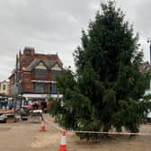The Christmas tree installed in Melton's Market Place ahead of the town's festive celebrations EMN-211211-122948001