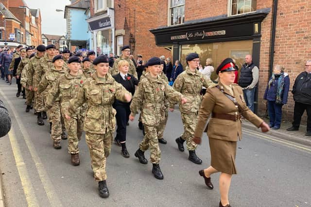 Today's Remembrance Sunday parade through Melton Mowbray town centre EMN-211114-172959001