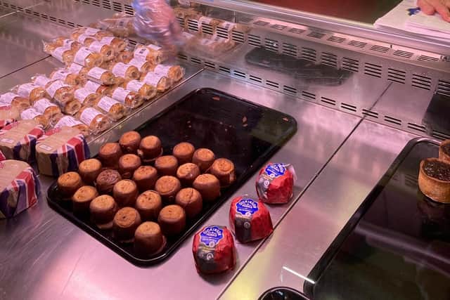 The chocolate Melton pork pies on the Dickinson and Morris stand at ChocFest EMN-211115-105633001