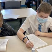 Students wearing masks in class as they returned to Melton's Long Field Academy back in March EMN-211124-151110001