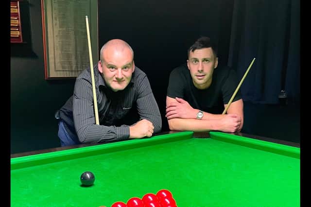 Snooker competition winner Ben Manship, right, with runner up Brian Slater