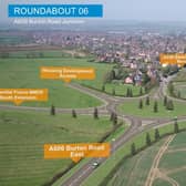 A computer-generated drone flight over the proposed Melton Mowbray Distributor Road (MMDR) showing where the road would end, at a new junction with the A606 Burton Road EMN-210812-110949001