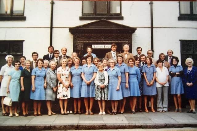 Dr Ronald Thew with Latham House Medical Practice colleagues in 1980 EMN-211214-151329001