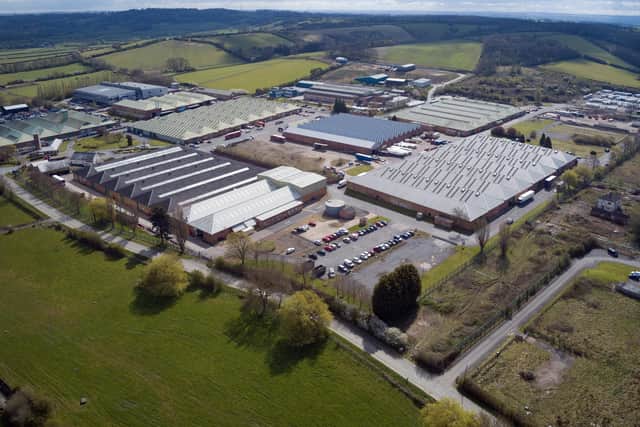 An aerial view of the Old Dalby Business Park.