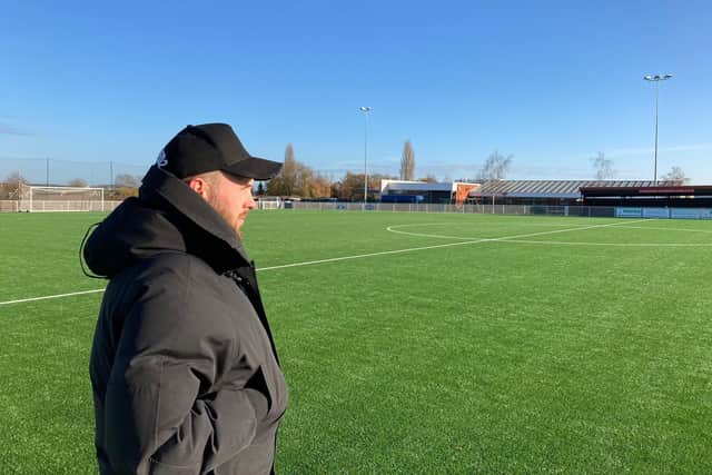 Melton Town FC manager Tom Manship on the club's new 3G pitch EMN-220114-133920001