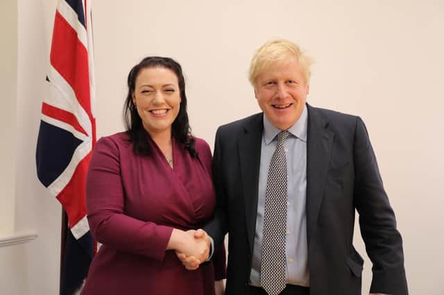 Alicia Kearns, MP for Rutland and Melton, with Prime Minister Boris Johnson shortly after she was elected in 2019 EMN-220119-090055001