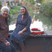 Rutland and Melton MP, Alicia Kearns  with Melton & Oakham Waterways Society (MOWS) chair, Mick Clowes, on the River Eye alongside Egerton Park in Melton EMN-220120-151416001