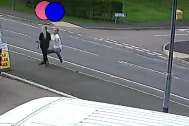 CCTV footage showing the moment Chay Bowskill grabbed his girlfriend Angel Lynn before bundling her into the van behind him EMN-220127-113133001