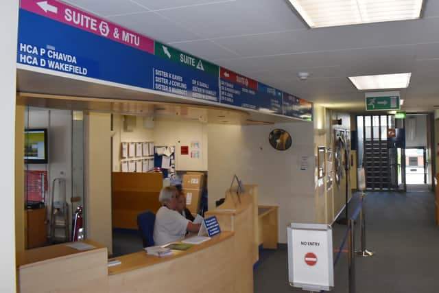 The reception area at Latham House Medical Practice in Melton EMN-220128-155101001