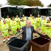Melton Council leader, Councillor Joe Orson, with members of the bin collection team EMN-220802-133002001