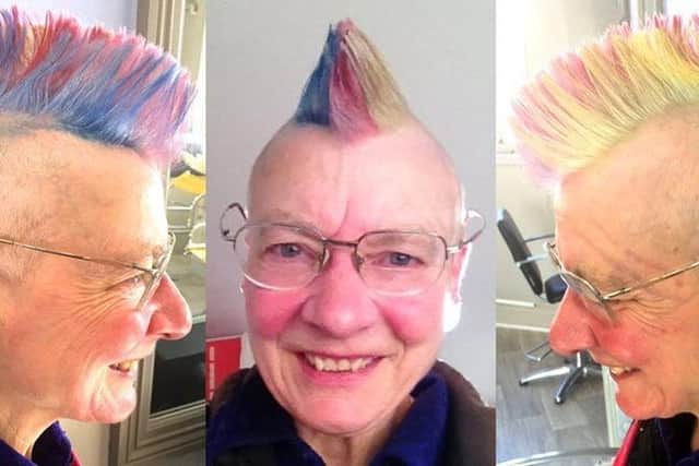 The striking mohican sported by Frances Levett, which has raised £5,700 for St John’s Catholic Church in Melton EMN-220213-181153001