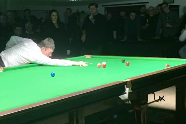 Jimmy White plays a shot during a frame at the exhibition night EMN-220216-182608001