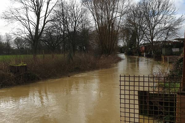 A photo taken by Catherine Burdett from her garden on Asfordby Road, Melton, showing rising water levels on the River Eye EMN-220221-150516001
