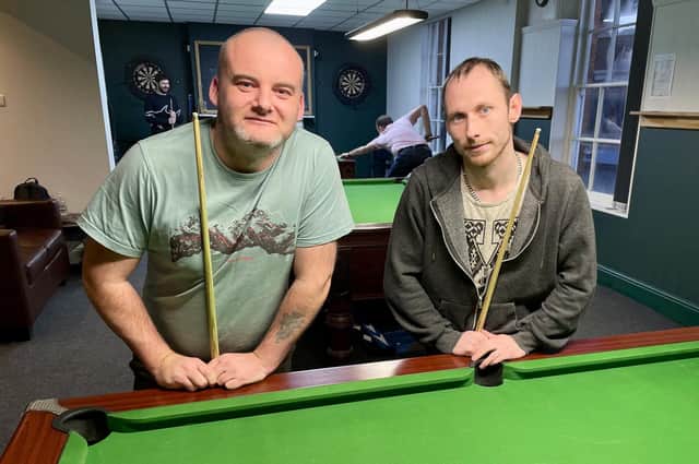 Brian Slater, left, who beat Karl Barratt in the monthly pool competition
