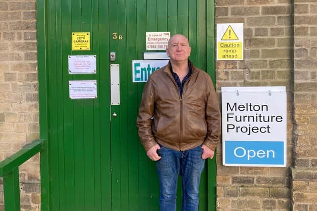 103 The Eye radio presenter Jeremy Lefever at the Melton and District Furniture Project premises in Melton, where he received a parking ticket following a live outside broadcast EMN-220223-120458001
