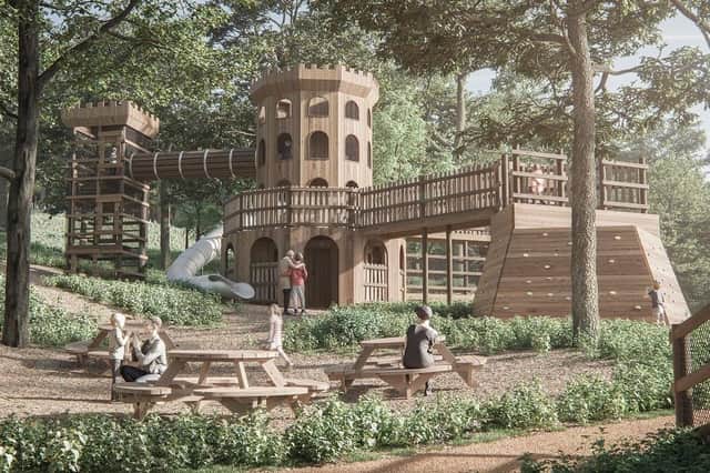 An image showing what the new bespoke adventure playground will look like at Belvoir Castle EMN-220903-104307001