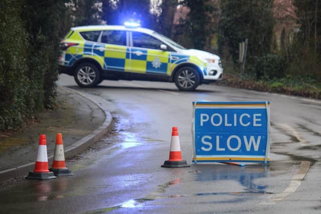 A police road block in Colston Bassett this week as officers continue to investigate the murderPHOTO GEORGE ICKE EMN-220228-182813001