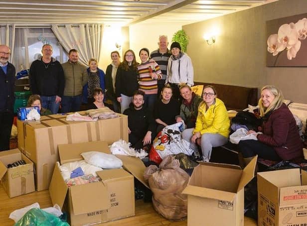 Some of the many volunteers involved with processing donations for the relief effort for Ukrainian refugees organised at the Polish Club in MeltonPHOTO ADAM SHAW EMN-220803-134220001