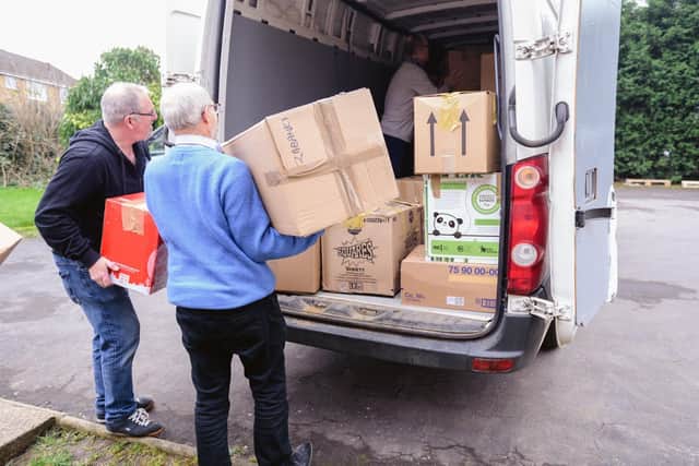 Boxed up provisions for Ukrainian refugees are loaded into a van outside the Polish Club in Melton

PHOTO ADAM SHAW EMN-220803-134250001