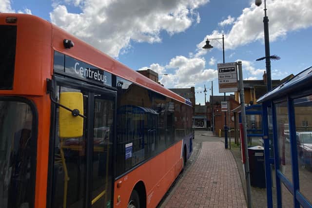 The bus stop in St Mary's Way, Melton, where passengers catch the Number 19 services running between the town and Nottingham EMN-220404-182405001