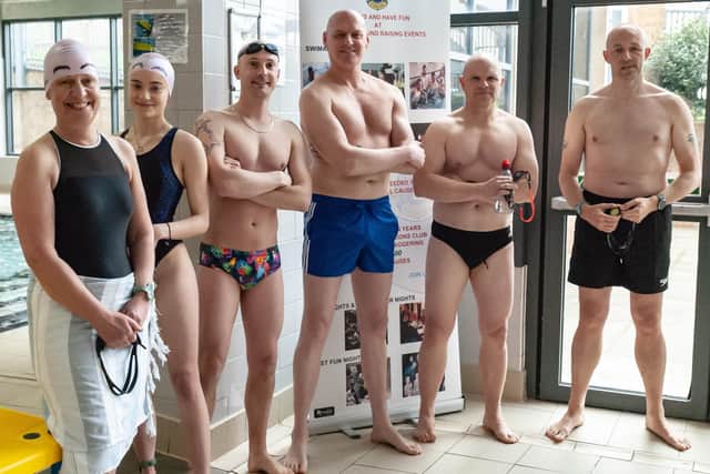The Supersonic Slapheads team from HSSP Architects which took part in the 2022 Melton Swimarathon at Waterfield Leisure Centre EMN-220704-124434001