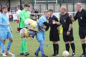 Stephen Abbott celebrates turning 40 by walking as mascot for Melton Town FC for their match at Skegness Town EMN-221104-094819001
