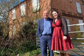 Melton MP Alicia Kearns and borough council leader Joe Orson at the Sysonby Lodge Farm site where work will start to prepare the land for the MMDR EMN-220413-173907001
