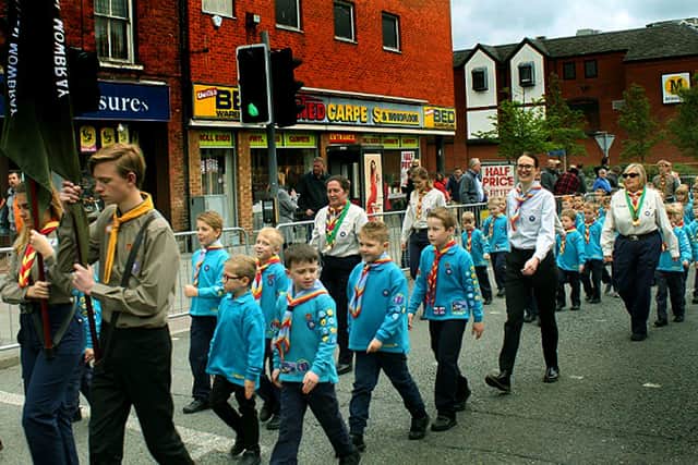 The St George's Day parade passes along Sherrard Street in Melton back in 2019
PHOTO PHIL BALDING EMN-220420-091938001