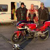 Whissendine motorcyclists, Ian Arnold, Patrick Bramman and Richard Scott, pictured before they claimed more land speed records, on the runway at Kendrew Barracks in Rutland EMN-210419-114220001