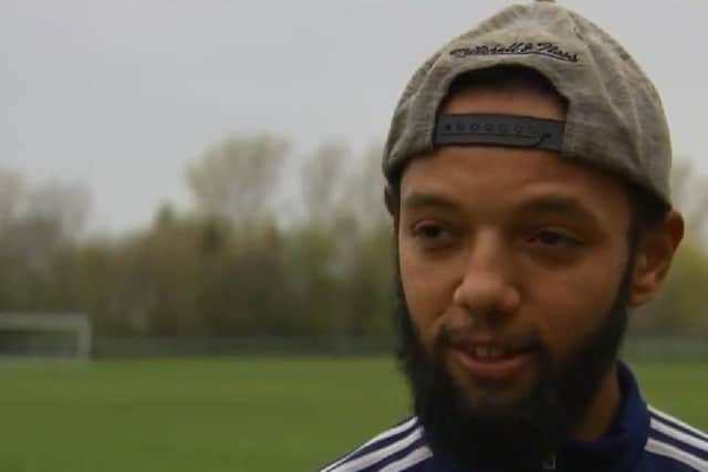 Linford Harris,  who was racially abused during a cup final prompting his team to walk off in protest, pictured during an interview with Sky Sports in 2019 EMN-210430-124835001