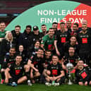 Thomson (seated far right) and teammates celebrate the Trophy win. Photo: Getty Images