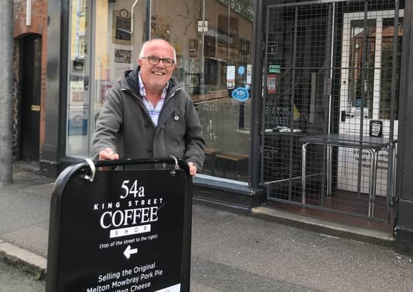 Nigel Keep outside his popular Melton cafe, 54A King Street, which has been closed since March because of coronavirus restrictions EMN-210519-121920001