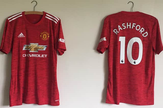 The signed Marcus Rashford Manchester United shirt, which is being raffled to raise funds for a refub of Melton's St John's Catholic Church EMN-210524-132658001
