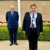 New Mayor of Melton, Councillor Peter Faulkner, flanked by outgoing Mayor, Councillor Malise Graham (left) and newly-elected Deputy Mayor, Councillor Alan Hewson EMN-210526-125500001