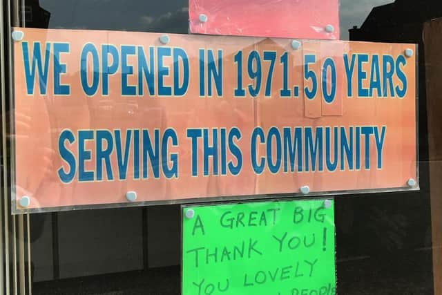 A sign on the window of the Wah Ying Chinese takeaway in Thorpe End, Melton, saying it will close today after being run for 50 years by the same family EMN-210531-135712001