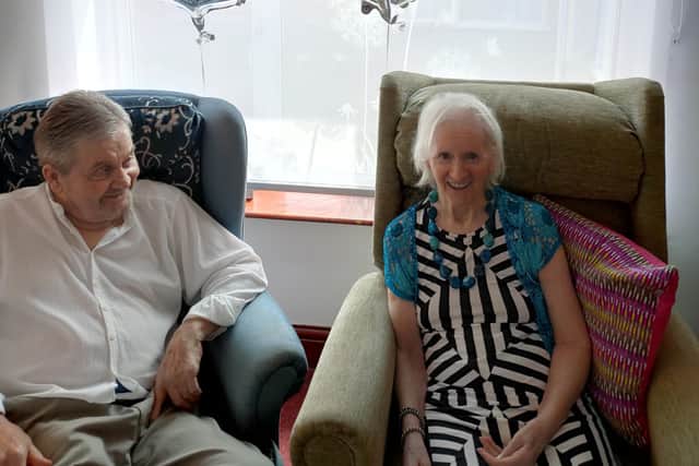Reg and Julia Brogden celebrate their diamond wedding at Waltham Hall Nursing Home EMN-210406-125014001