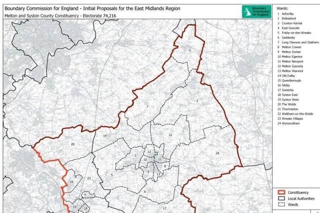 The proposed new Melton and Syston parliamentary constituency area EMN-210806-101116001