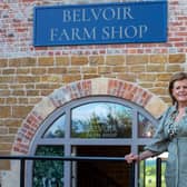 The Duchess of Rutland pictured outside the new Belvoir Estate farmshop at the Engine Yard EMN-210614-080334001